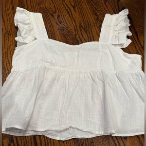 SHEIN White Ruffle Sleeve Tank Top